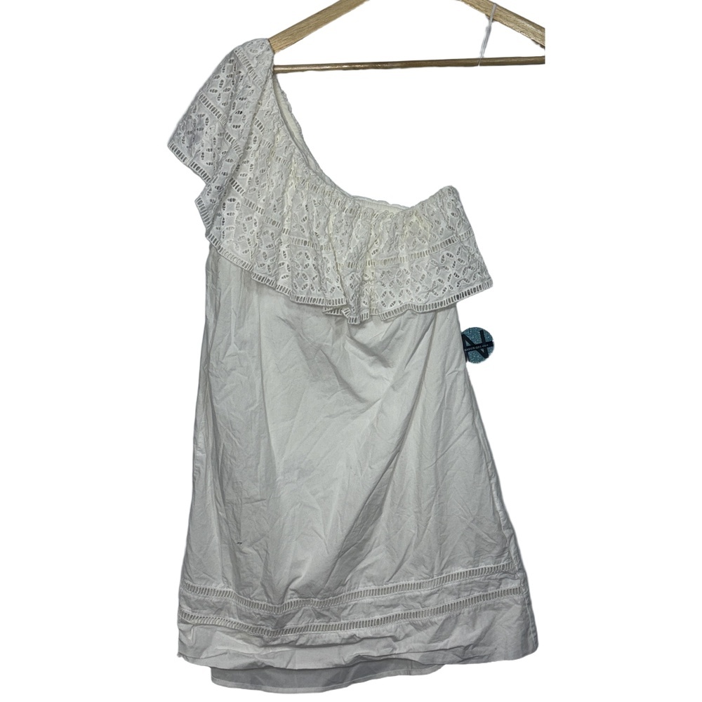 Abercrombie & Fitch White One Shoulder Ruffle Lace Sundress Mini Dress Size M
